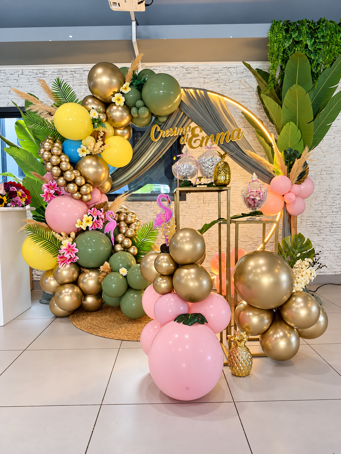 Allestimento tropicale Cresima di Emma
